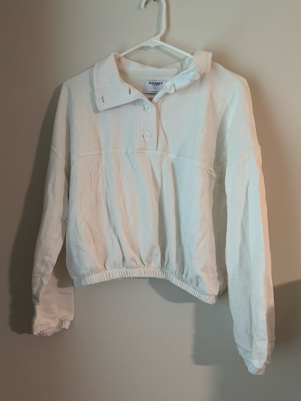 Old Navy White Buttoned Pullover